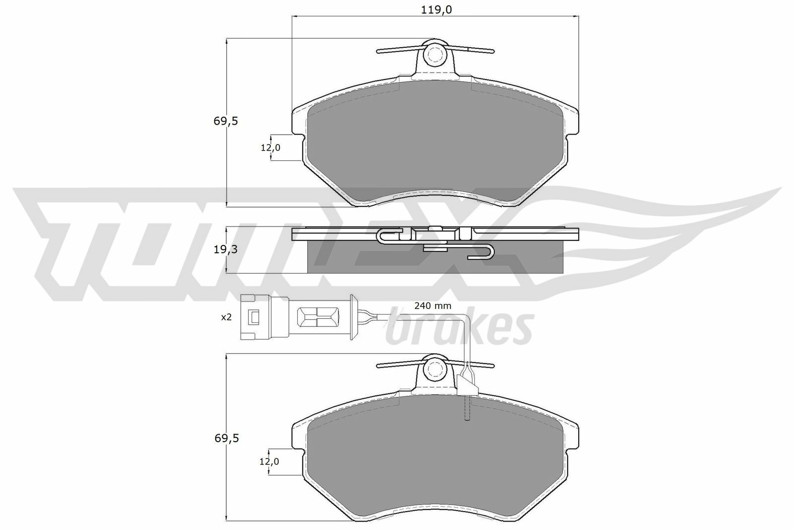 Sada brzdových destiček, kotoučová brzda TOMEX Brakes